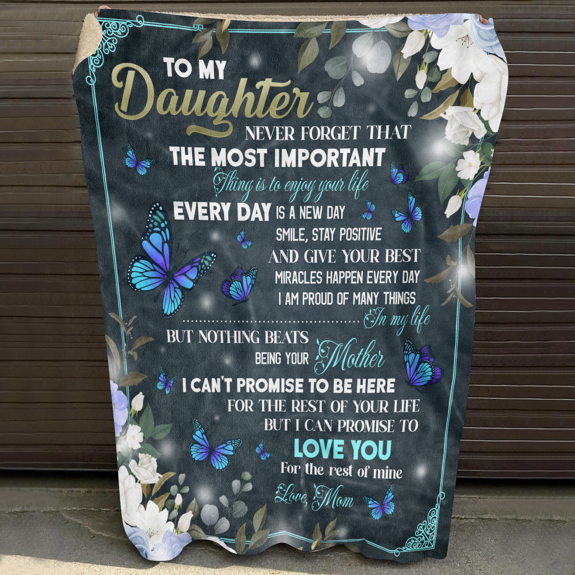 5O. To My Daughter Butterfly (8) Blanket Mockup 10