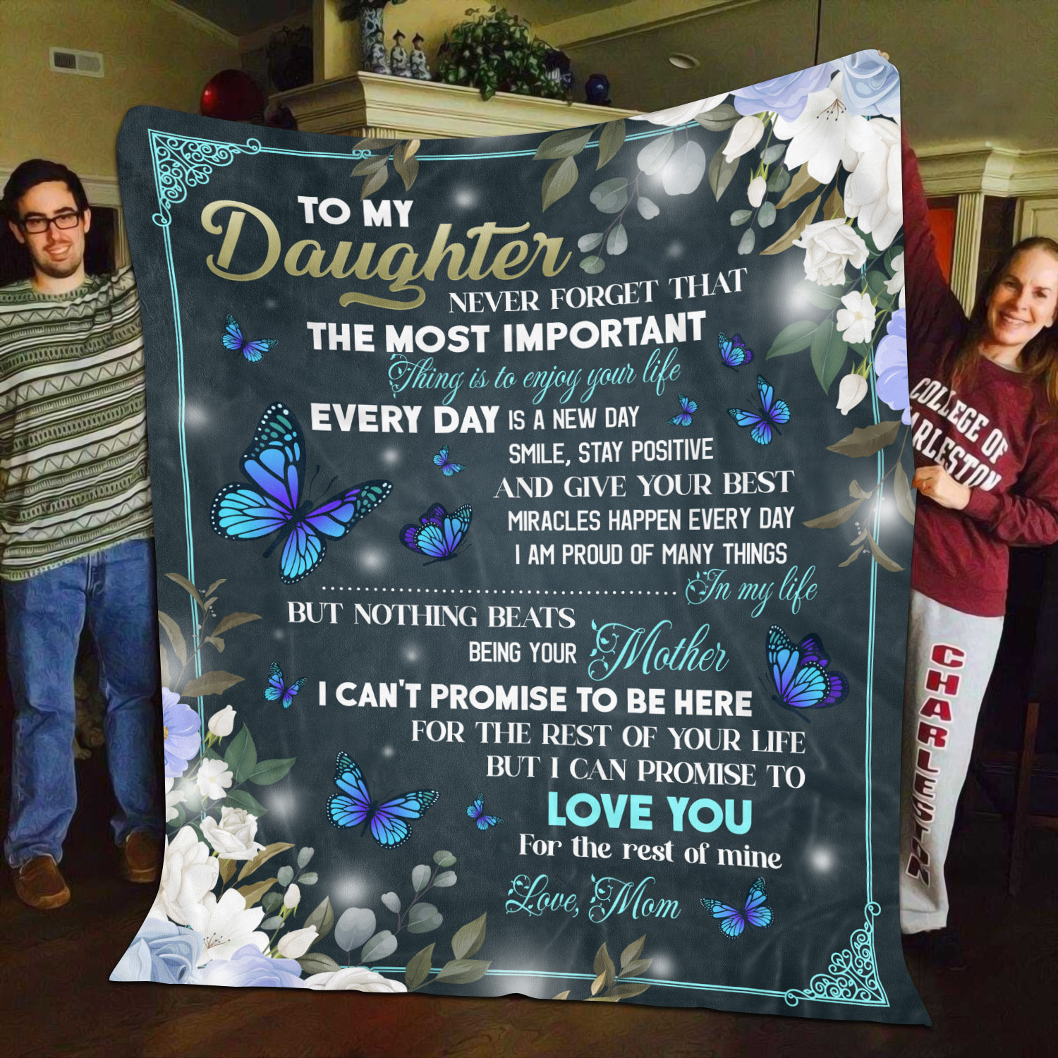5O. To My Daughter Butterfly (8) Blanket Mockup 11