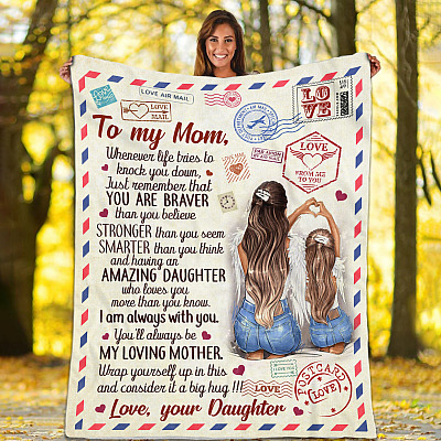 Alternative view of From Daughter To My Mom Whenever Life Tries To Knock You Down Fleece Blanket - Premium Mink Sherpa Blanket