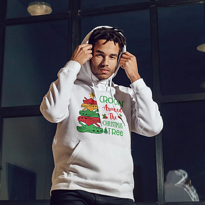Alternative view of Crocin' Around The Christmas Tree Funny Xmas Rocking Around The Christmas Tree Hoodie - Sweatshirt
