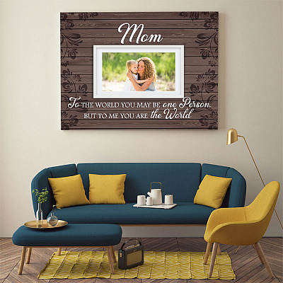 Alternative view of Personalized Custom Photo Mom To The World You May Be One Person Framed Canvas Prints - Unframed Poster