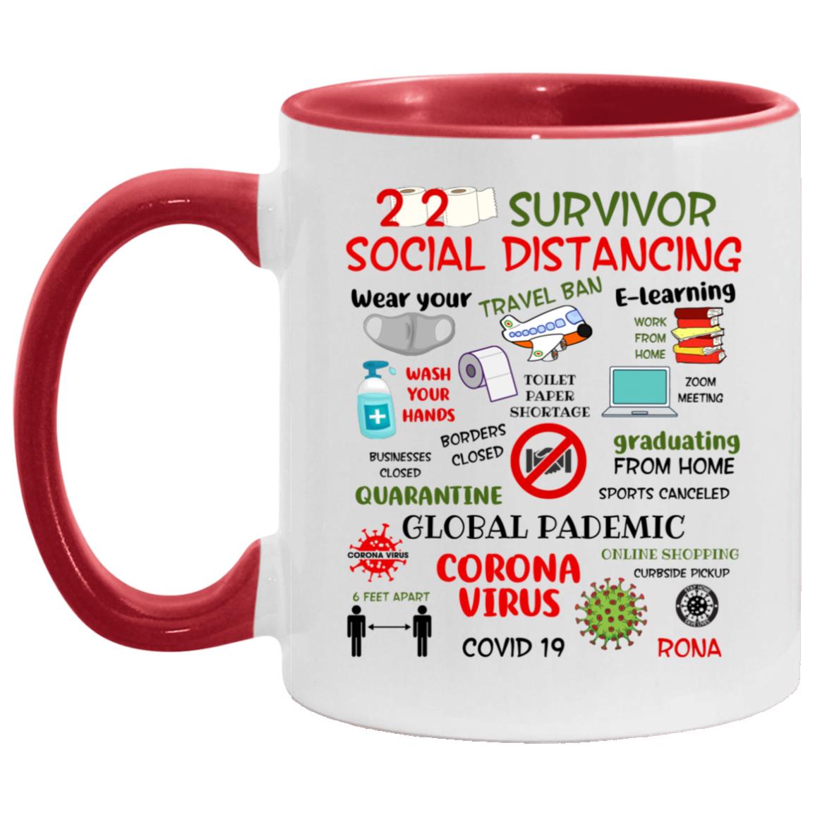 2020 Survivor Social Distancing Accent Mug, White/Red, 11 oz. Accent Mug 2020 Survivor Social Distancing Accent Mug, White/Red, 11 oz. Accent Mug