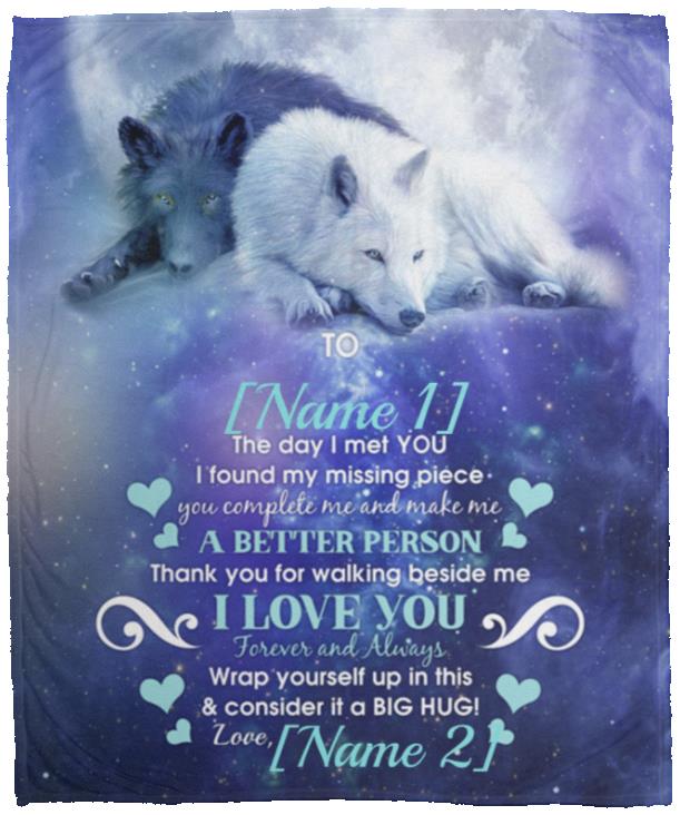 Personalized to My Wife the Day, White, Cozy Plush Fleece Blanket - 50x60