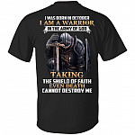 I Was Born In October I Am Warrior, Black, Unisex T-Shirt