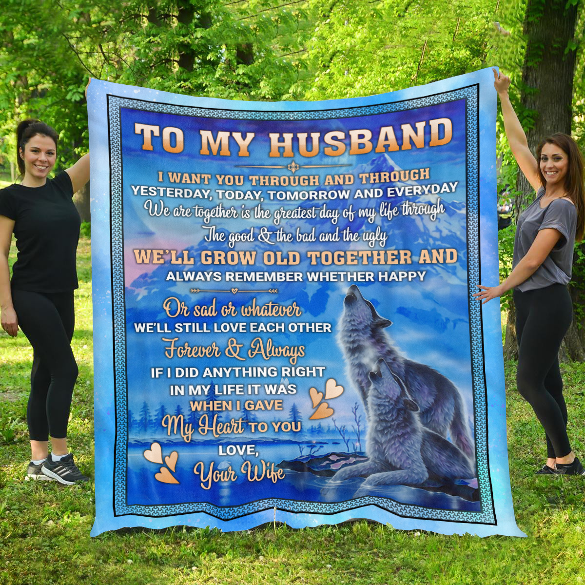To My Husband I Love You Wolf Blanket Mk1