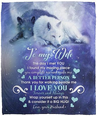 To My Wife the Day, White, Cozy Plush Fleece Blanket - 50x60