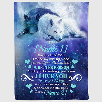 Alternative view of Personalized to My Wife the Day I Met You I Found My Missing Piece Fleece Blanket - Premium Sherpa Blanket