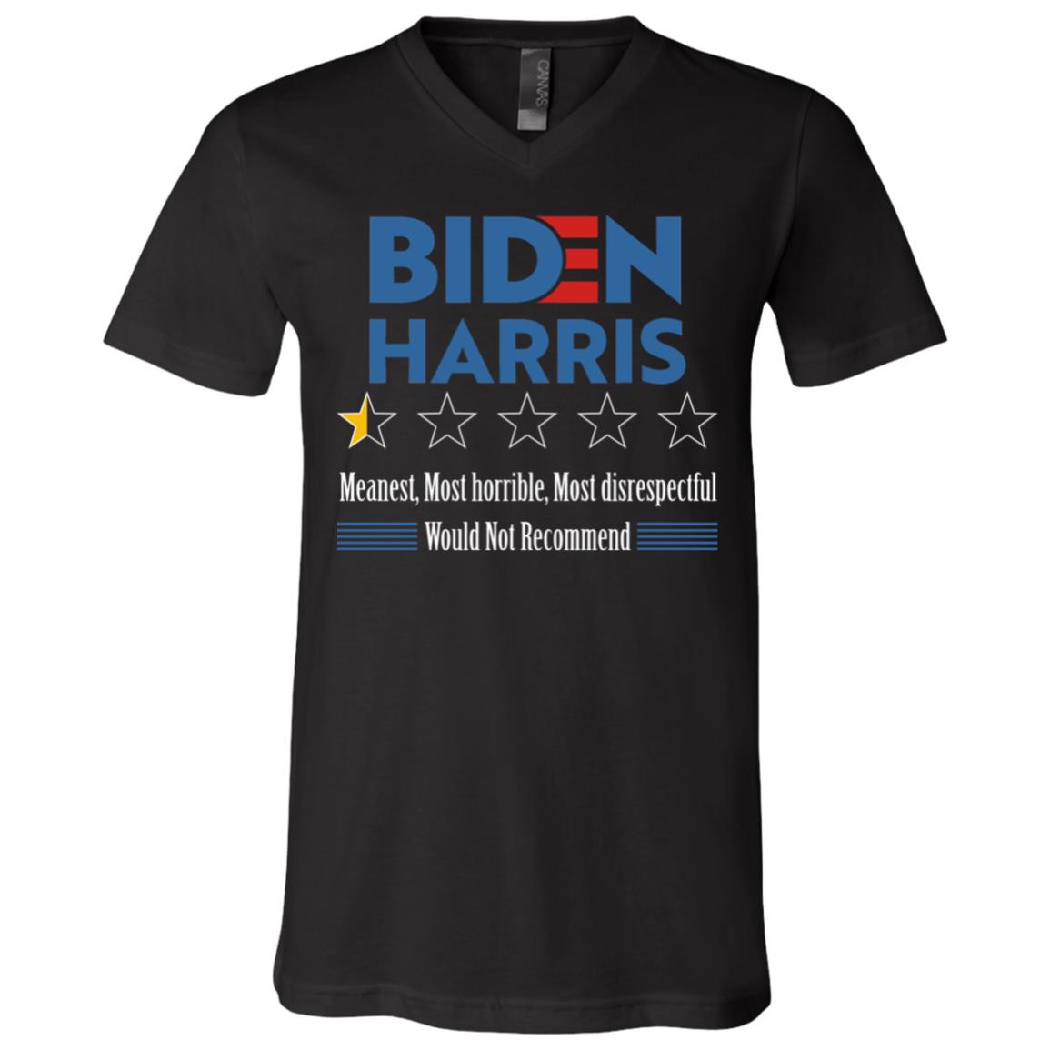 One Star Rating Review Biden Harris Funny Anti Biden Harris 2020 T-Shirt - V Neck, Black, V-Neck T-Shirt