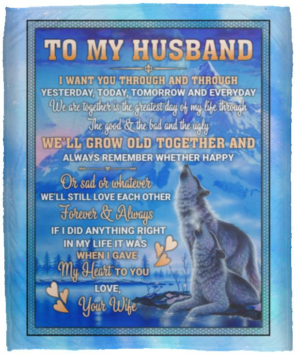 To My Husband I Love You, White, Cozy Plush Fleece Blanket - 50x60