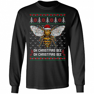 Oh Christmas Bee Light Ugly Christmas, Black, Long Sleeve