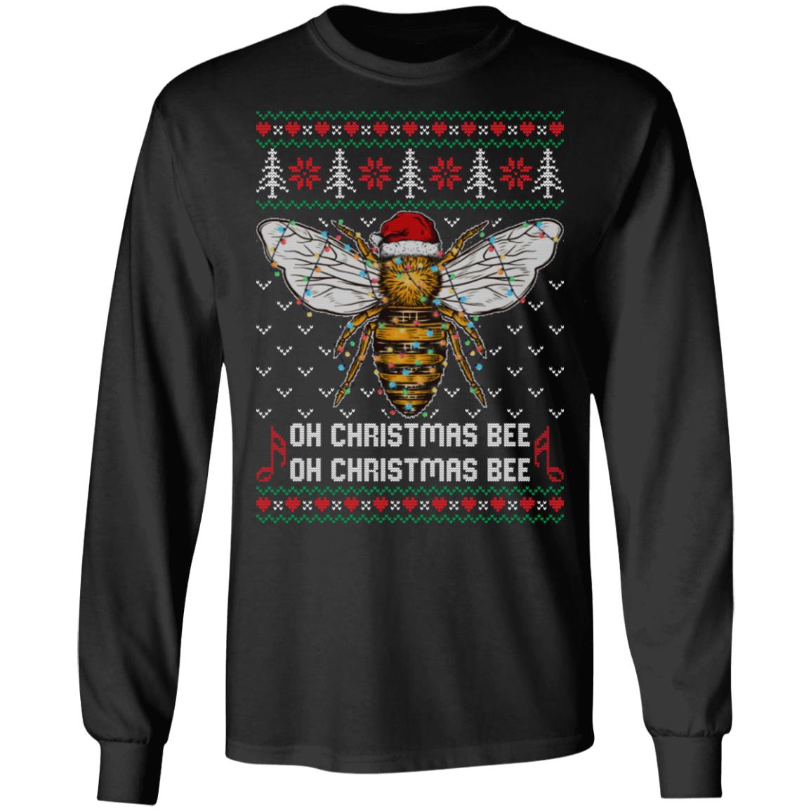 Oh Christmas Bee Light Ugly Christmas, Black, Long Sleeve