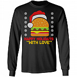 Burger Happy Holiday with Love, Black, Long Sleeve