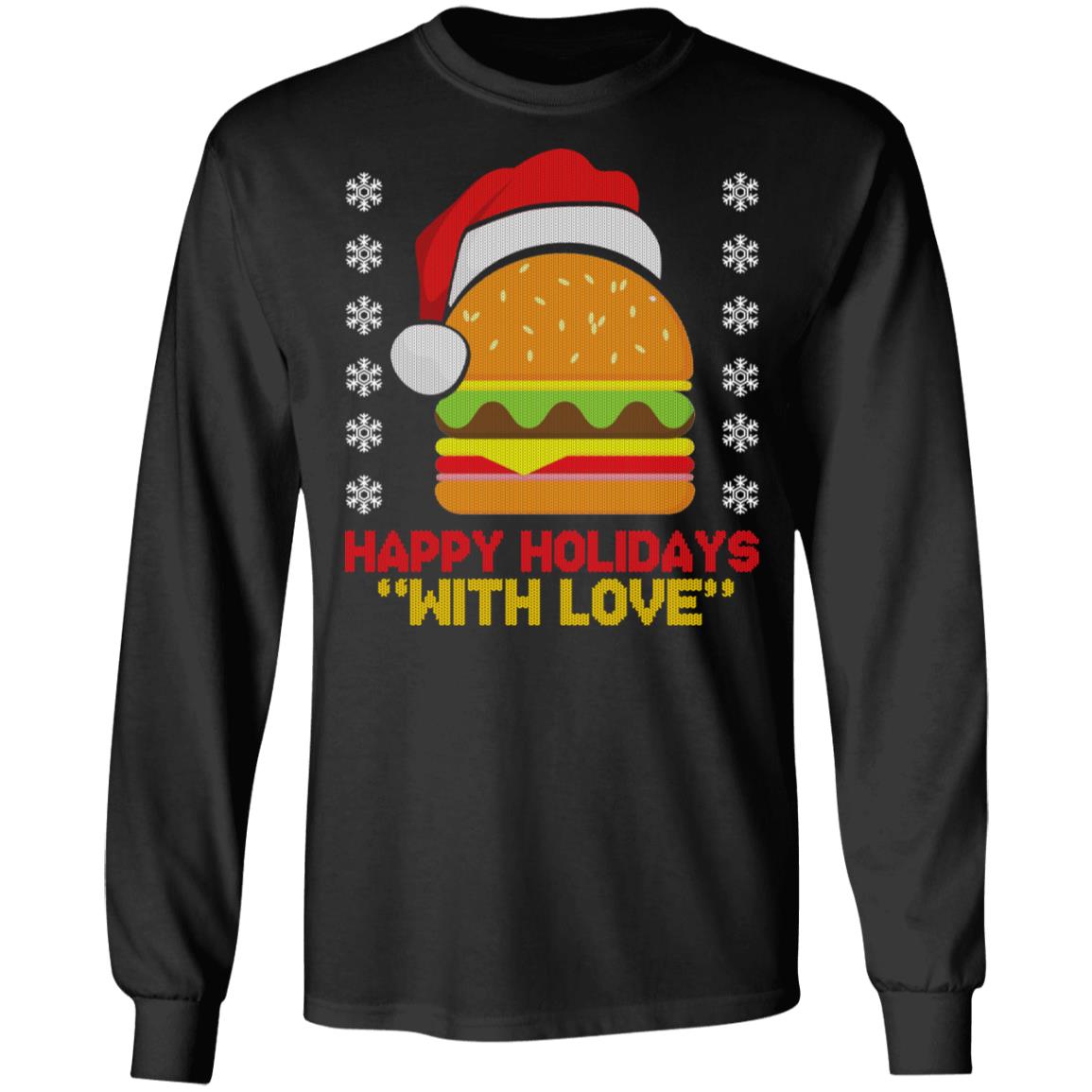 Burger Happy Holiday with Love, Black, Long Sleeve