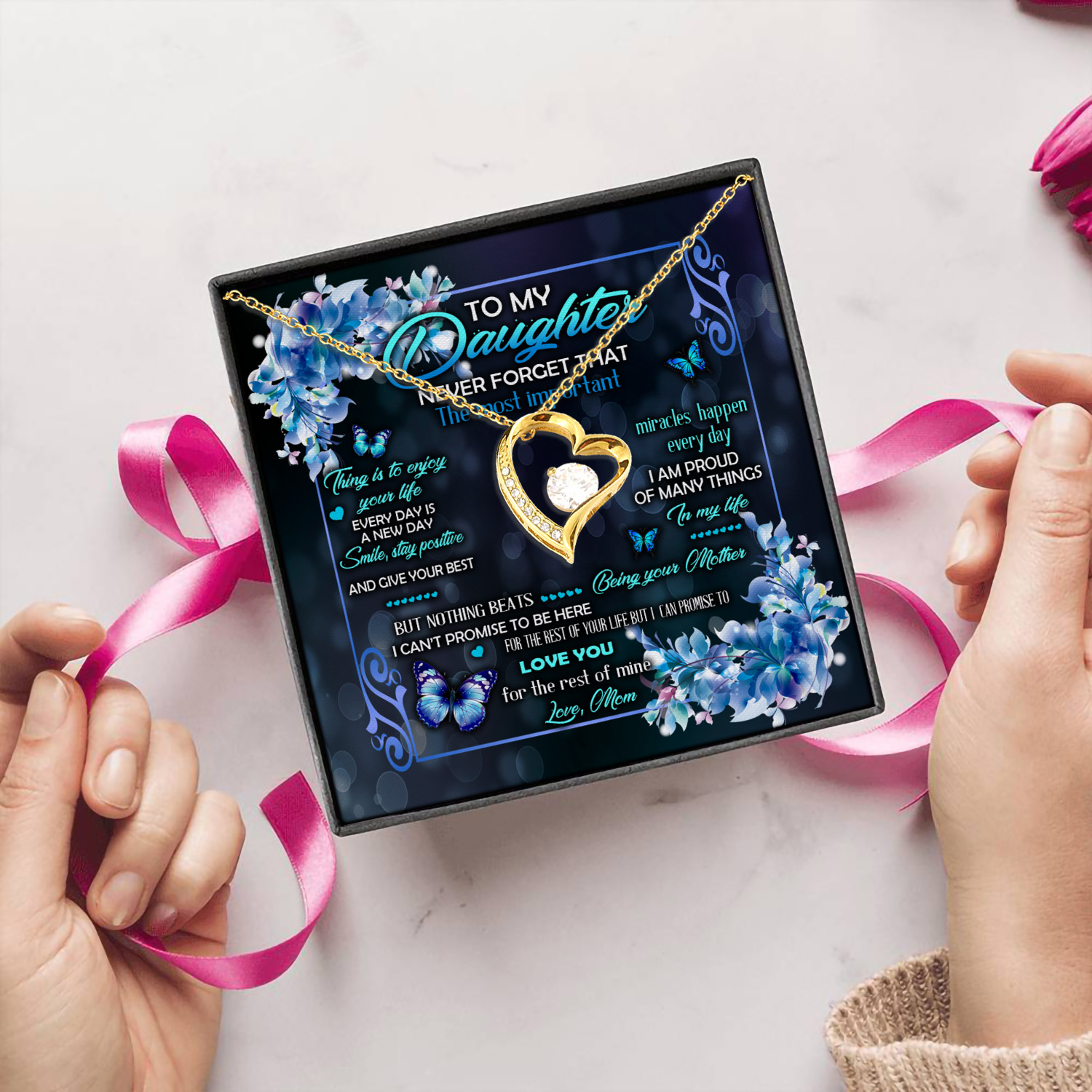 3Th. Most Important Thing.messagecard Forever Love Necklace (Gold) 5