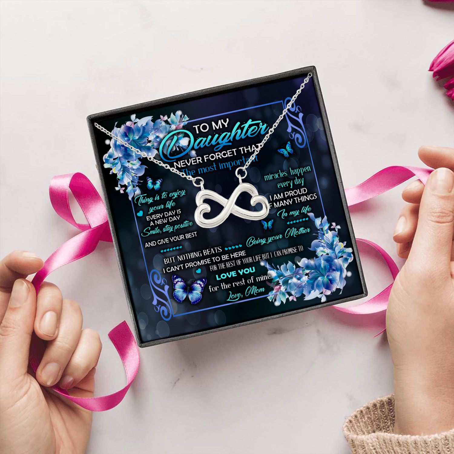 3Th. Most Important Thing.messagecard Infinity Heart Necklace (Silver) 5