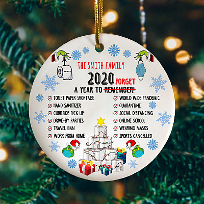 Personalized Christmas 2020 Pandemic A Year To Remember To Forget Ornament – 2020 Quarantine Xmas Keepsake