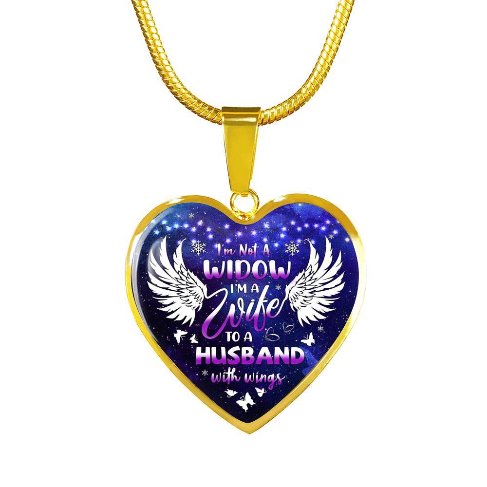 I'm Not A Widow I'm A Wife To A Husband With Wings Heart Pendant Necklace - Memorial Gifts For Loss of Husband Necklace - Heart Luxury Necklace (Gold Plated) I'm Not A Widow I'm A Wife To A Husband With Wings Heart Pendant Necklace - Memorial Gifts For Loss of Husband Necklace - Heart Luxury Necklace (Gold Plated)