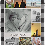 Personalized Photo Family Gift, White, Cozy Plush Fleece Blanket - 50x60