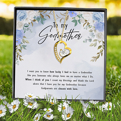 To My Godmother I Want You To Know How Lucky I Feel To Have A Godmother Like You Forever Love Heart Pendant Necklace