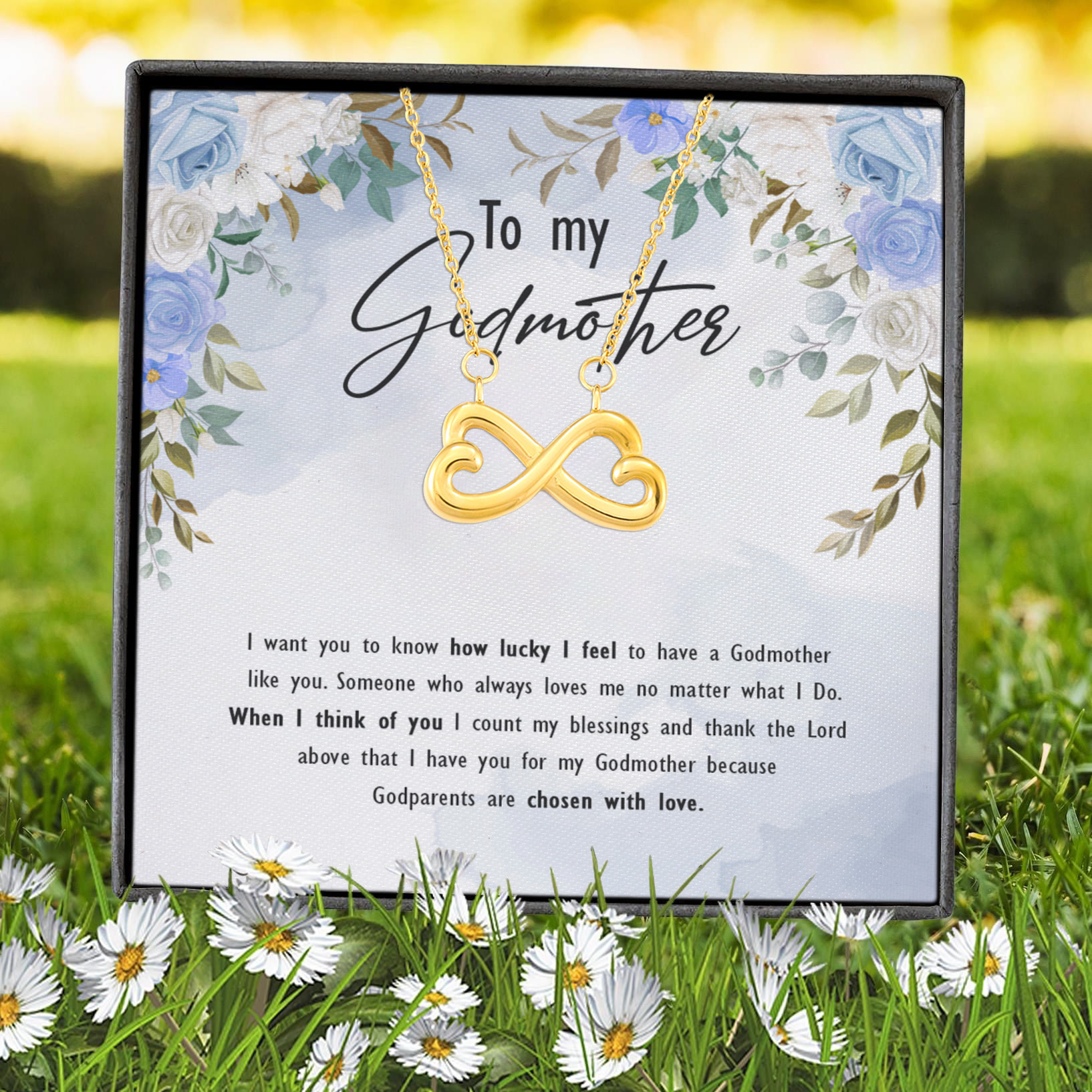 5VT. To My Godmother I Want You Infinity Heart Necklace (Gold) 7
