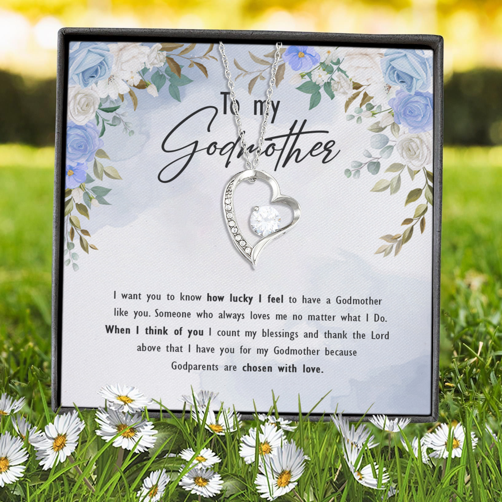 5VT. To My Godmother I Want You Forever Love Necklace (Silver) 7