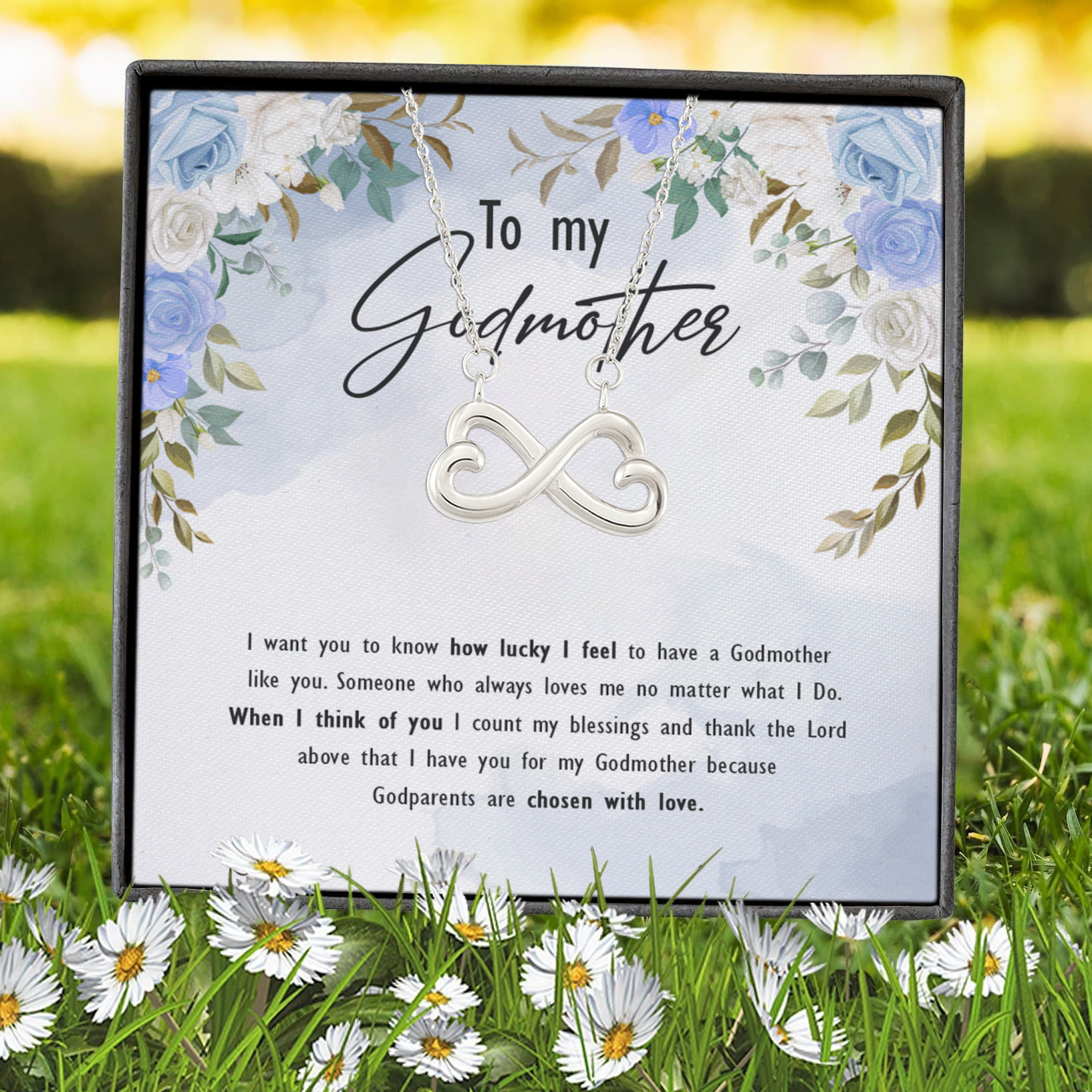 5VT. To My Godmother I Want You Infinity Heart Necklace (Silver) 7