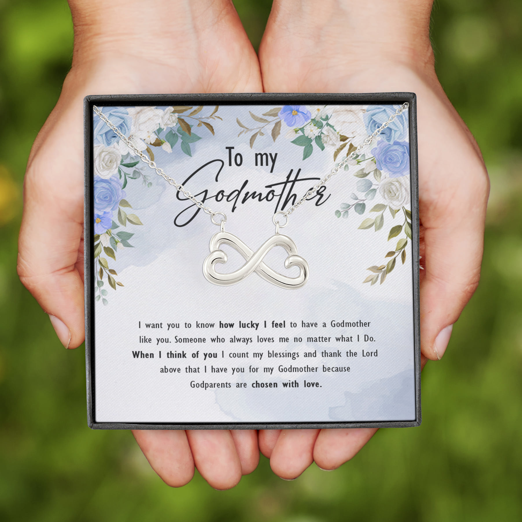 5VT. To My Godmother I Want You Infinity Heart Necklace (Silver)