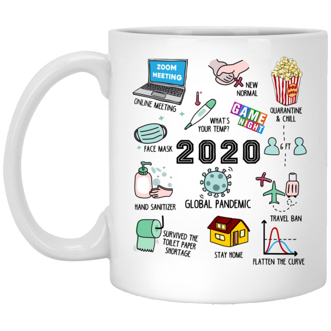 2020 Pandemic Ceramic Coffee Mug, White, 11 oz. White Mug 2020 Pandemic Ceramic Coffee Mug, White, 11 oz. White Mug