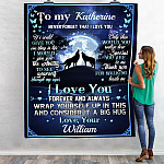Personalized To My Wife Saying Wolves Couple Saying Blanket - To My Girlfriend Quote Wolf Customized Blanket