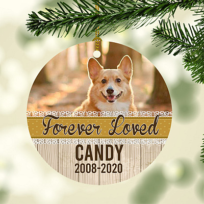 Alternative view of Personalized Photo Forever Loved Dog Memorial Circle Christmas Ornament Keepsake - Pet Loss Holiday Ornament