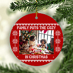Personalized Custom Photo Family Puts The Cozy In Christmas Circle Ornament - Family Photo Christmas Ornament