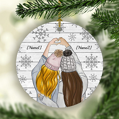 Personalized Christmas Best Friends Circle Ornament Keepsake - Bestie Forever Christmas Gifts For Friends