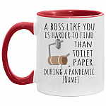 Personalized A Boss Like You, White/Red, 11 oz. Accent Mug