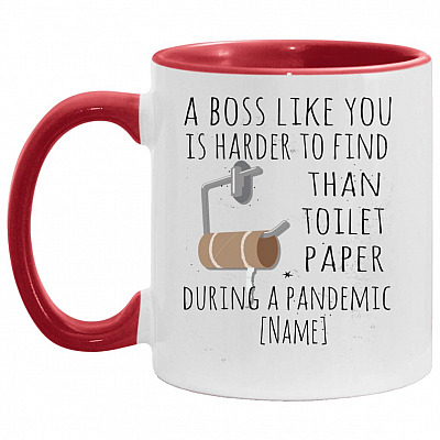Personalized A Boss Like You, White/Red, 11 oz. Accent Mug