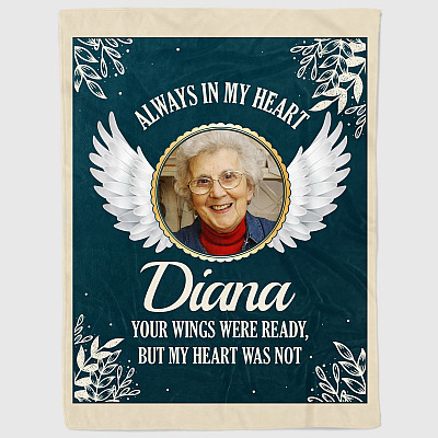 Alternative view of Personalized Custom Photo Always In My Heart Your Wings Were Ready Memorial Fleece Blanket - Mink Sherpa Blanket