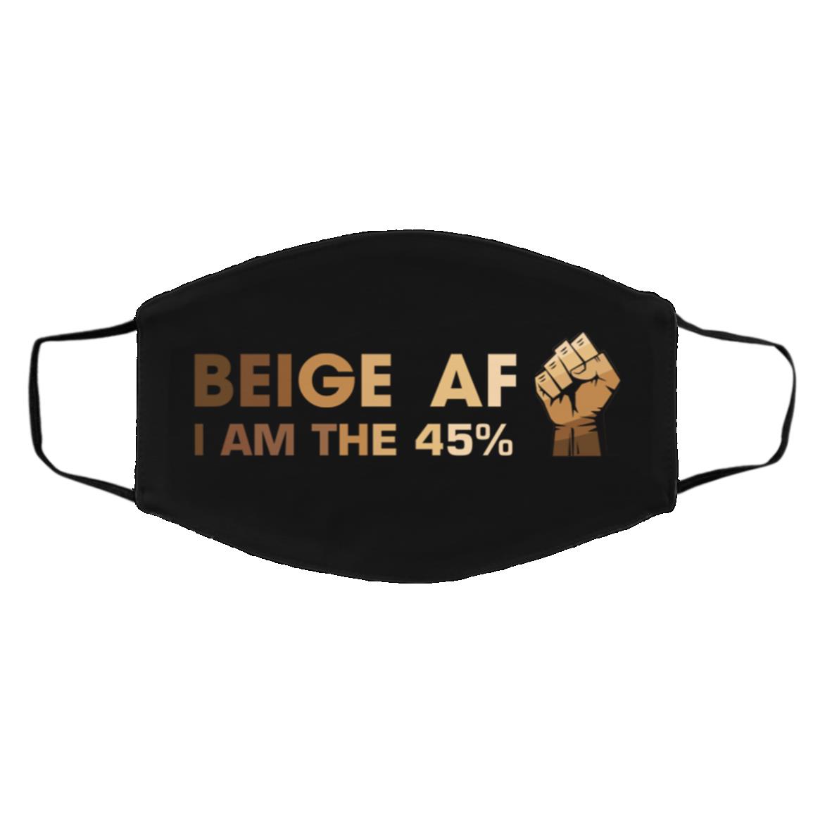 Beige I Am the 45, Black, Cloth Face Cover – Medium/Large