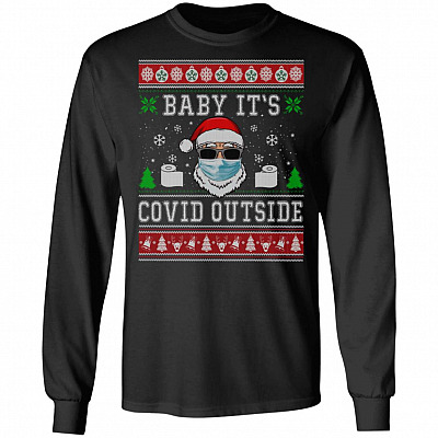 Covid Outside Hoodie, Black, Long Sleeve