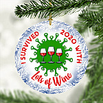 I Survived 2020 With Lots Of Wine Christmas Ornament - Wine Glass Ornament - Wine Ornament 2020