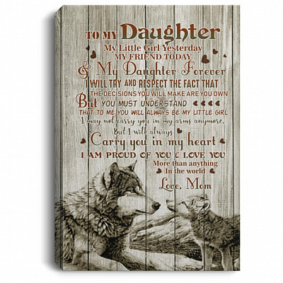 To My Daughter My Little Girl, White, 0.75'' Framed Canvas