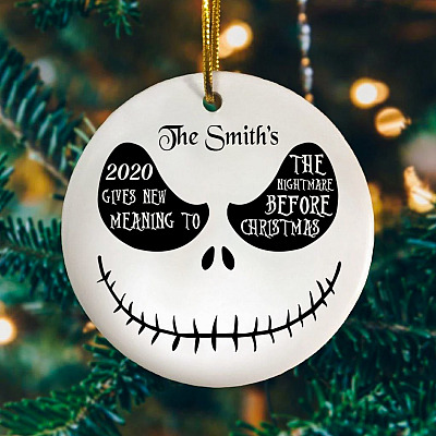 Personalized 2020 Gives New Meaning To The Nightmare Before Christmas Jack Skellinton Circle Christmas Ornament