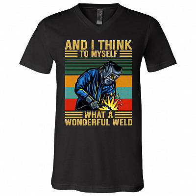 And I Think To Myself, Black, V-Neck T-Shirt
