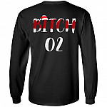 Bitch 02 Christmas Matching Couple Best Friends Plain Front - Print On Back Only Hoodie - Sweatshirt - Long Sleeve, Black, Long Sleeve