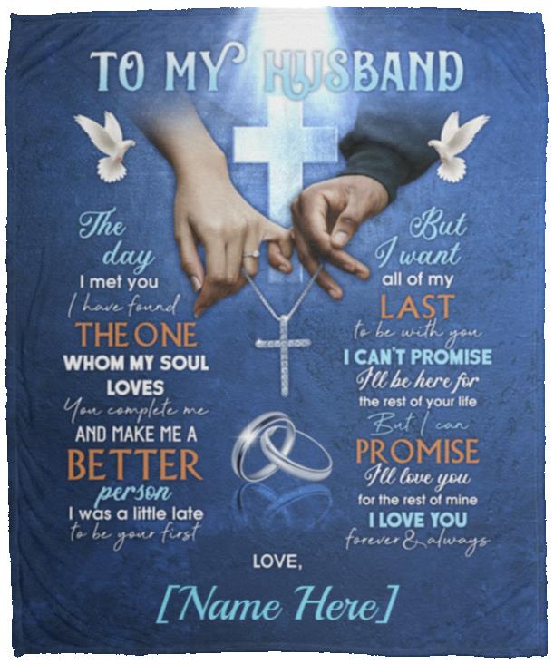 Personalized To My Husband Christian Blanket, White, Cozy Plush Fleece Blanket - 50x60