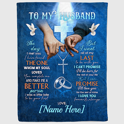 Alternative view of Personalized To My Husband Christian Cross The Day I Met You Couple Wedding Fleece Blanket - Mink Sherpa Blanket
