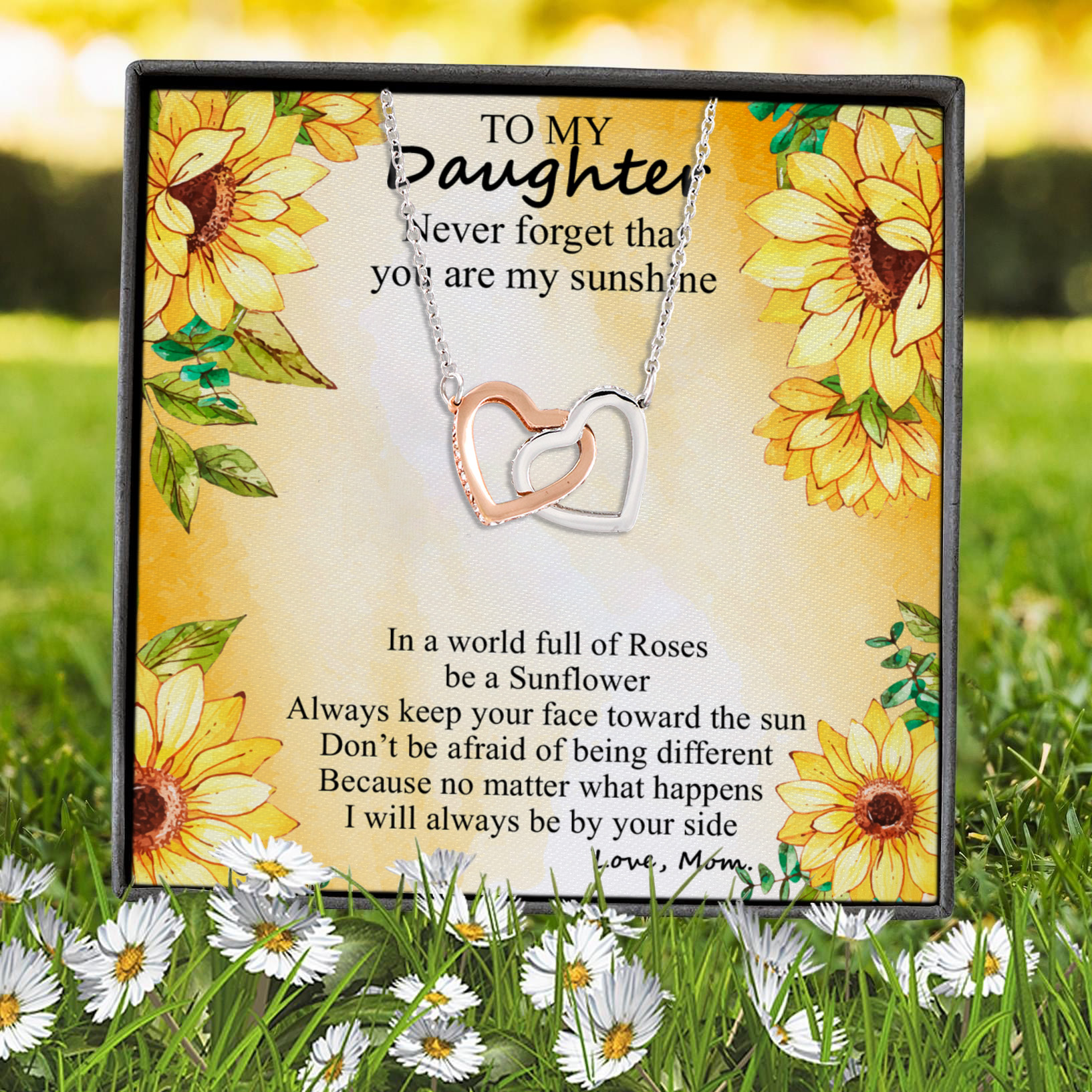 5Th. Be A Sunflower, LOVE MOM Interlocking Hearts Necklace 7