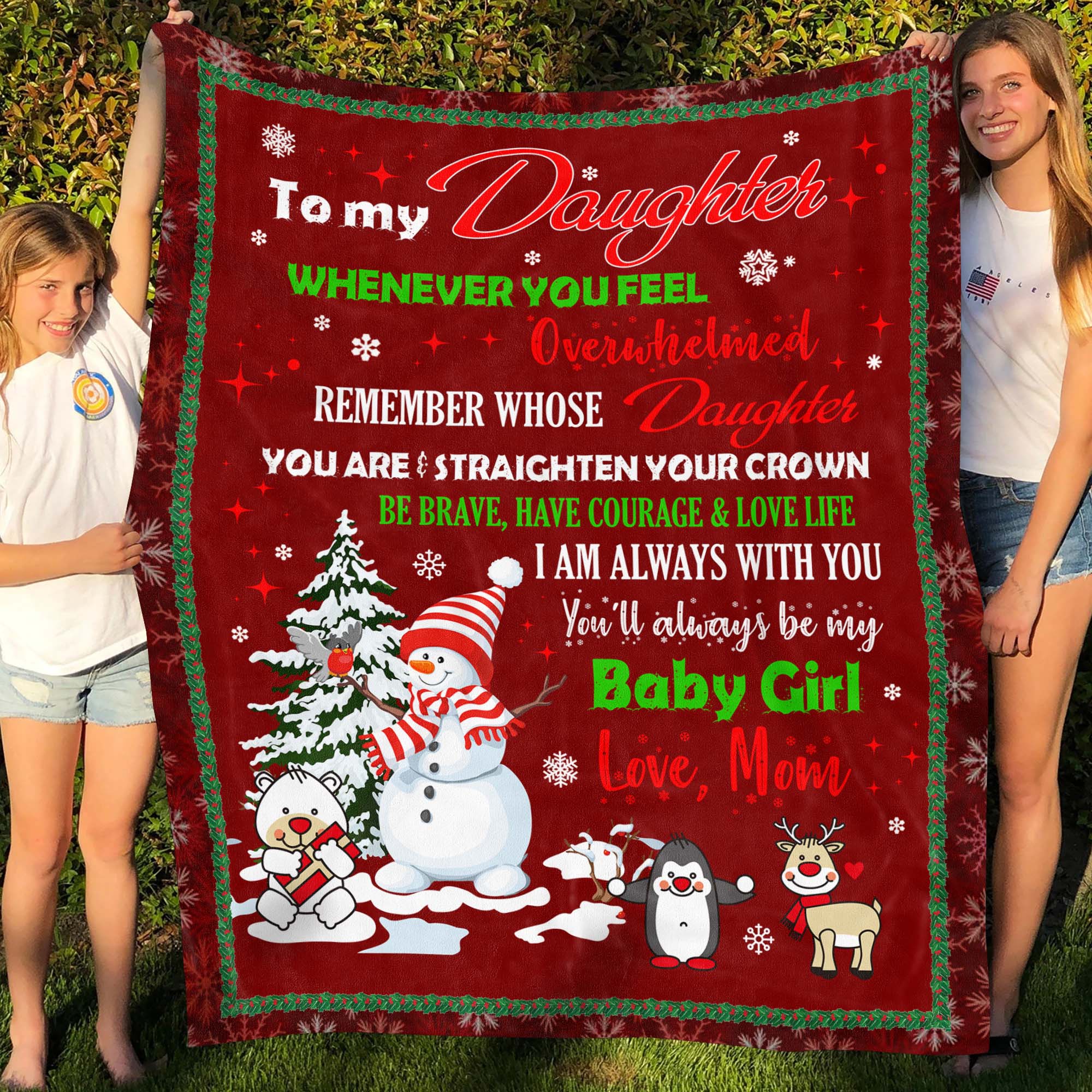 2VT. To My Daughter Whenever You Feel Christmas blanket mockup