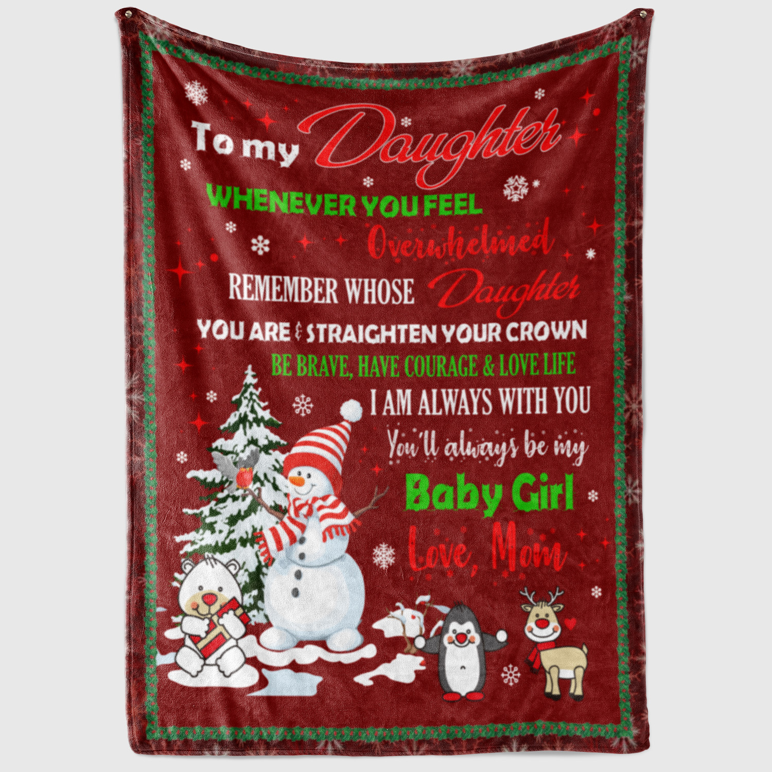 2VT. To My Daughter Whenever You Feel Christmas blanket mockup2