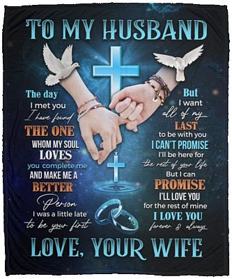 Cross Dove To My Husband The Day, White, Cozy Plush Fleece Blanket - 50x60