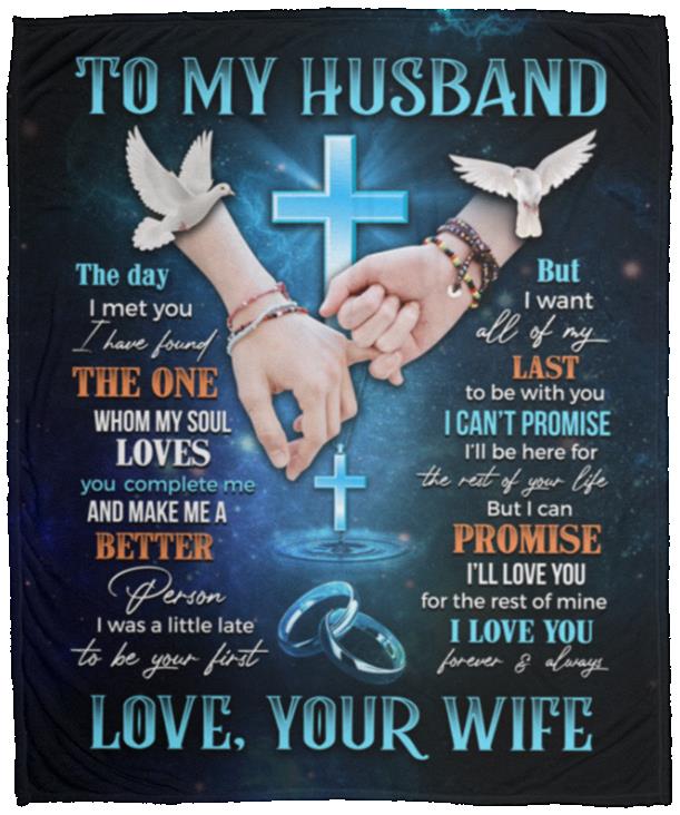 Cross Dove To My Husband The Day, White, Cozy Plush Fleece Blanket - 50x60