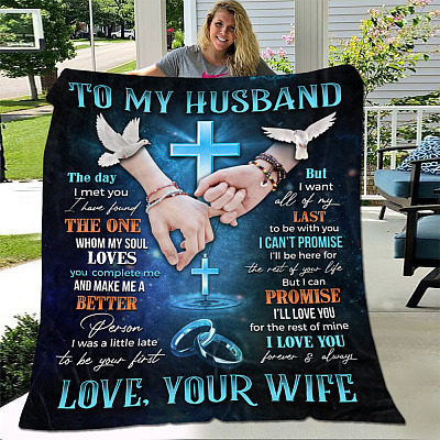 Alternative view of Cross Dove To My Husband The Day I Met You I Have Found The One Whom My Soul Loves Fleece Blanket - Sherpa Blanket